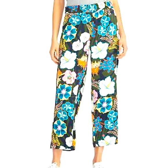 Tropical Print cropped pants silky and easy perfect for spring summer - Picture 7 of 11
